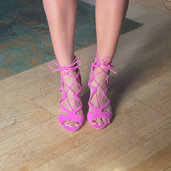 NEW Emmey Strappy Vegan Suede Heels - Picture 6 of 16